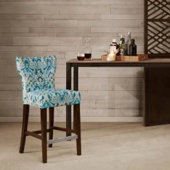 Brand new ⌛ Madison Park Hayes Blue/ Yellow Tufted Back Counter Stool - 17.75"w X 21.125"d X 38.25"h 🎉 -Madison Park Sales unnamed file 3265