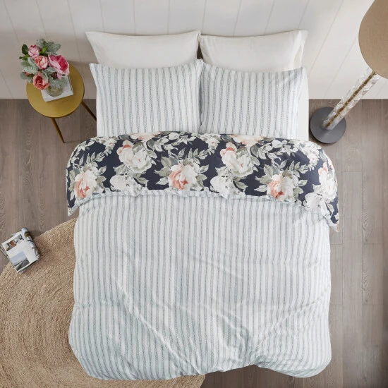 Best Pirce π Madison Park Kalina Dark Blue Cotton Printed Reversible Duvet Cover Set π 9 Best Pirce π Madison Park Kalina Dark Blue Cotton Printed Reversible Duvet Cover Set π - Image 7