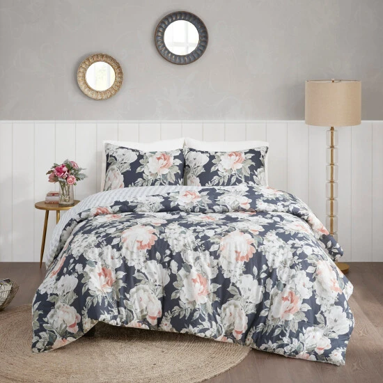 Best Pirce π Madison Park Kalina Dark Blue Cotton Printed Reversible Duvet Cover Set π 10 Best Pirce π Madison Park Kalina Dark Blue Cotton Printed Reversible Duvet Cover Set π - Image 8