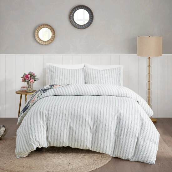 Best Pirce π Madison Park Kalina Dark Blue Cotton Printed Reversible Duvet Cover Set π 11 Best Pirce π Madison Park Kalina Dark Blue Cotton Printed Reversible Duvet Cover Set π - Image 9