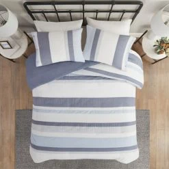 Best reviews of 🥰 Madison Park Levi Blue/ Natural 3 Piece Jacquard Duvet Cover Set(Insert Excluded) ⌛