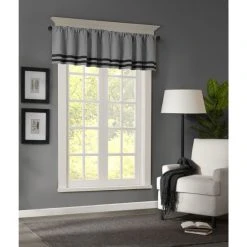 Best reviews of 🎁 Madison Park Meyers Microsuede Striped Window Valance Grey / Black 😉