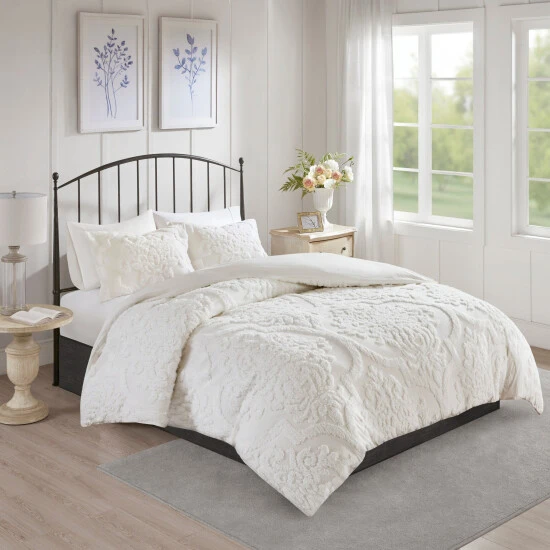 Best deal π Madison Park Aeriela Tufted Cotton Chenille Damask Duvet Cover Set Off White π₯° 10 Best deal π Madison Park Aeriela Tufted Cotton Chenille Damask Duvet Cover Set Off White π₯° - Image 8