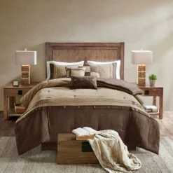 Coupon 🤩 Madison Park Westbrook 7 Piece Faux Suede Comforter Set Tan ✨
