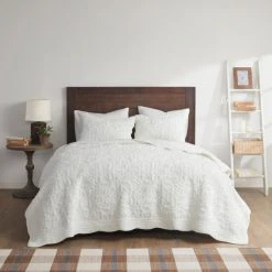 Buy 😀 Madison Park Elsa Ivory Embroidered Faux Fur Coverlet Set 👏