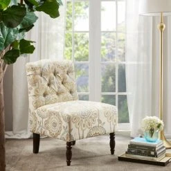 Flash Sale π₯ Madison Park Lina Tufted Armless Slipper Chair Beige π€©