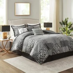 Best reviews of 🔥 Madison Park Paxton 7 Piece Jacquard Comforter Set Black 🔥