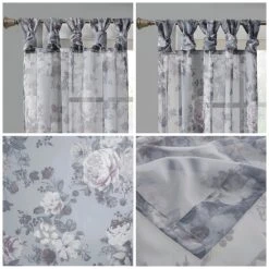 New ⭐ Madison Park Abelia Printed Floral Twist Tab Top Voile Sheer Navy 😀 -Madison Park Sales unnamed file 4226