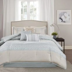 Wholesale 🧨 Madison Park Chandler Aqua 7-Piece Comforter Set 🌟