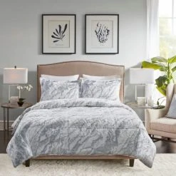 Best Pirce ⌛ Madison Park Naomi Grey/Blue Marble Comforter Set 🔥