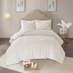 Brand new 😍 Madison Park Virginia Tufted Cotton Chenille Medallion Comforter Set Grey 👏