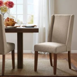 Hot Sale 😍 Madison Park Victor Wing Dining Chairs (Set Of 2) - 18.5"w X 27"d X 39.25"h (2) Taupe 😀