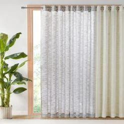 Best Sale 🔥 Madison Park Kaisley Yarn Dyed Slub Grommet Top Sheer Window Curtain Black ⌛
