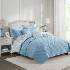 New ✔️ Madison Park Zayden Blue 8 Piece Printed Seersucker Comforter And Coverlet Set Collection 💯 -Madison Park Sales unnamed file 4788