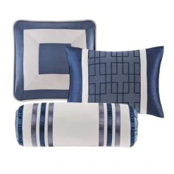 Brand new ⌛ Madison Park Abigail Navy Solid Pieced 7 Piece Comforter Set 🌟 -Madison Park Sales unnamed file 485