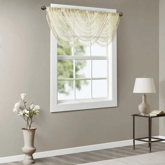 Promo π Madison Park Iris Diamond Sheer Embroidered Waterfall Rod Pocket Valance - 38 X 46" White/grey π₯° 10 Promo π Madison Park Iris Diamond Sheer Embroidered Waterfall Rod Pocket Valance - 38 X 46" White/grey π₯° - Image 8