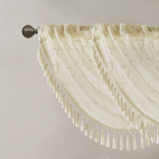Promo π Madison Park Iris Diamond Sheer Embroidered Waterfall Rod Pocket Valance - 38 X 46" White/grey π₯° 11 Promo π Madison Park Iris Diamond Sheer Embroidered Waterfall Rod Pocket Valance - 38 X 46" White/grey π₯° - Image 9