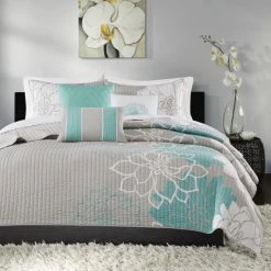 Best Pirce 😀 Madison Park Brianna Aqua Quilted Coverlet Set ⌛