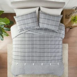 Coupon ⌛ Madison Park Elm Gray 3 Piece Faux Linen Jacquard Duvet Cover Set (Insert Excluded) ❤️