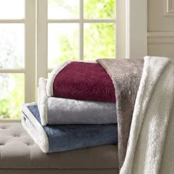 Promo ✔️ Madison Park Celia Oversized Textured Plush Berber Throw Grey 🧨