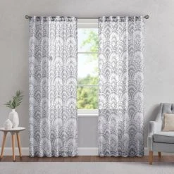 Coupon 👍 Madison Park Cyrene Printed Burnout Sheer Single Curtain Panel Seafoam 👏