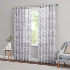 Coupon 👍 Madison Park Cyrene Printed Burnout Sheer Single Curtain Panel Seafoam 👏 -Madison Park Sales unnamed file 5217