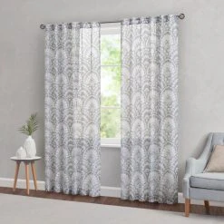 Coupon 👍 Madison Park Cyrene Printed Burnout Sheer Single Curtain Panel Seafoam 👏 -Madison Park Sales unnamed file 5218