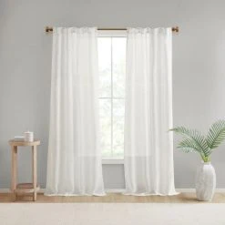 Outlet ⌛ Madison Park Calista Yarn Dye Sheer Window Panel Pair Ivory ⌛