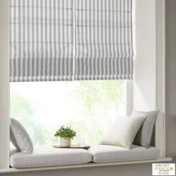 Promo 😀 Madison Park Hampton Yarn Dyed Striped Light Filtering Cordless Roman Shade Taupe 🛒 -Madison Park Sales unnamed file 5275