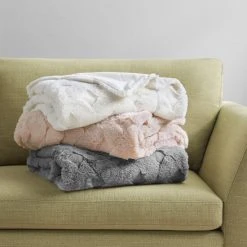 Coupon 😉 Madison Park Jane Luxury Basketweave Faux Fur Throw Grey 🎁