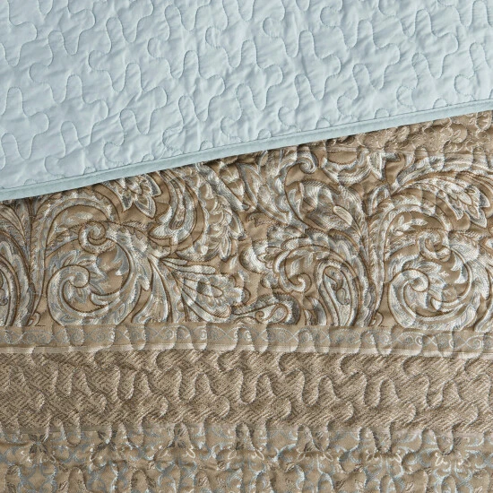 Deals π Madison Park Laura Reversible Jacquard Coverlet Set Blue/Brown π 5 Deals π Madison Park Laura Reversible Jacquard Coverlet Set Blue/Brown π - Image 3