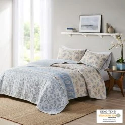 Cheap 😀 Madison Park Rosie Blue/ Taupe Reversible Cotton Coverlet Set 🔥 -Madison Park Sales unnamed file 5491