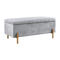 Brand new 🤩 Madison Park Stellar Gray Upholstered Soft Close Storage Bench With Gold Metal Legs 🎁 -Madison Park Sales unnamed file 5497