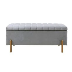 Brand new 🤩 Madison Park Stellar Gray Upholstered Soft Close Storage Bench With Gold Metal Legs 🎁 -Madison Park Sales unnamed file 5498