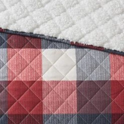 Brand new 🧨 Madison Park Meadow Red 4 Piece Printed Herringbone To Sherpa Reversible Coverlet Set ❤️ -Madison Park Sales unnamed file 5510