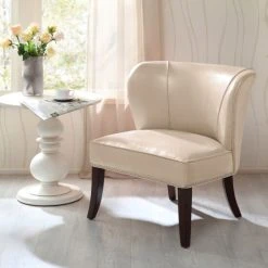Promo π― Madison Park Sheldon Concave Back Armless Chair--Ivory π₯°