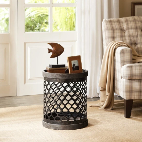 Wholesale π Madison Park Cirque Reclaimed Quatrefoil Metal Drum Grey β€οΈ 3 Wholesale π Madison Park Cirque Reclaimed Quatrefoil Metal Drum Grey β€οΈ