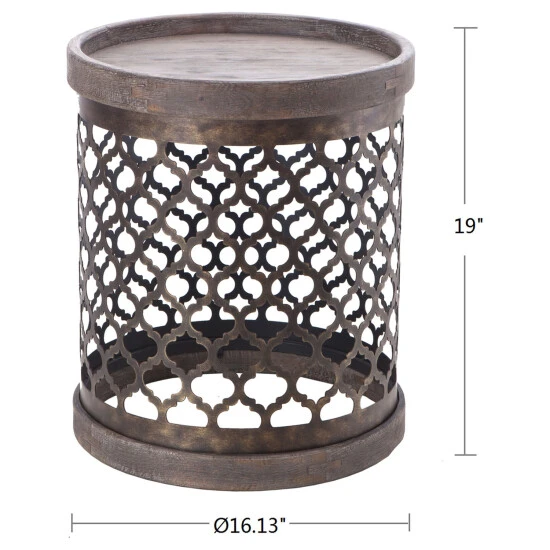 Wholesale π Madison Park Cirque Reclaimed Quatrefoil Metal Drum Grey β€οΈ 5 Wholesale π Madison Park Cirque Reclaimed Quatrefoil Metal Drum Grey β€οΈ - Image 3