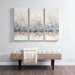 Hot Sale ⭐ Madison Park 'Twilight Mystere' Hand-brush Embellished Canvas Triptych - Blush/ Grey 🌟 -Madison Park Sales unnamed file 5588