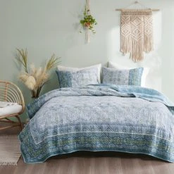 Budget 👏 Madison Park Gaia Reversible Cotton Coverlet Set Teal 🔥