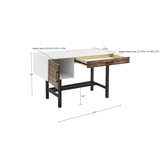 Flash Sale 𧨠Madison Park Abram White/ Brown Writing Desk With Drawer π 5 Flash Sale 𧨠Madison Park Abram White/ Brown Writing Desk With Drawer π - Image 3