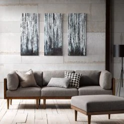 Promo ❤️ Madison Park Hutton 'Birch Forest' 3-piece Printed Canvas With Gel 🧥 Coat - Black 🧨