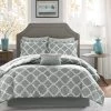 Best Pirce 🌟 Madison Park Essentials Almaden Grey Trellis Pattern Reversible Complete Comforter Set With Cotton Bed Sheets 😍 -Madison Park Sales unnamed file 5787