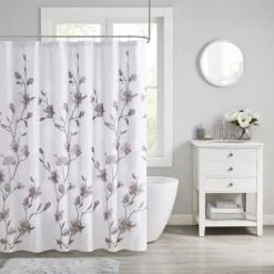 Best Sale 🌟 Madison Park Sylvan Floral Printed Burnout Shower Curtain Aqua 😀