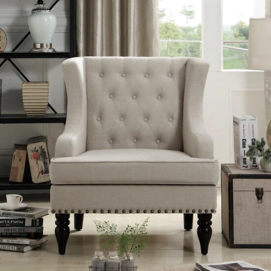 Cheapest π Madison Park Jewel Tufted Wingback Upholstered Club Chair Grey π 4 Cheapest π Madison Park Jewel Tufted Wingback Upholstered Club Chair Grey π - Image 2
