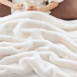 Best Pirce 🌟 Madison Park Sienna Solid Premium Faux Fur Throw Ivory 💯 -Madison Park Sales unnamed file 5992