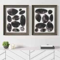Best Sale 😀 Madison Park Skipping Stones Black Geo UV Printed Shadowbox 2 Piece Wall Art Set 😀