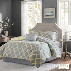 Outlet 😀 Madison Park Essentials Concord Grey/ Yellow Reversible Complete Comforter And Cotton Sheet Set 🥰 -Madison Park Sales unnamed file 6046