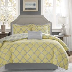Outlet 😀 Madison Park Essentials Concord Grey/ Yellow Reversible Complete Comforter And Cotton Sheet Set 🥰 -Madison Park Sales unnamed file 6052