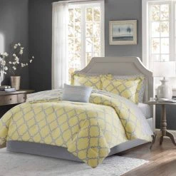 Outlet 😀 Madison Park Essentials Concord Grey/ Yellow Reversible Complete Comforter And Cotton Sheet Set 🥰 -Madison Park Sales unnamed file 6054